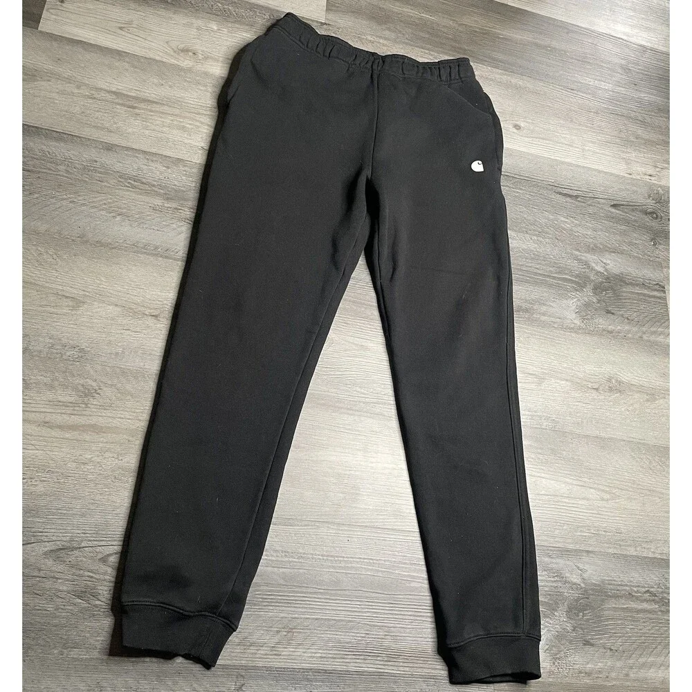 Carhartt Sweatpants Mens Small Black Fleece Joggers Zip Pocket 105307 BLK